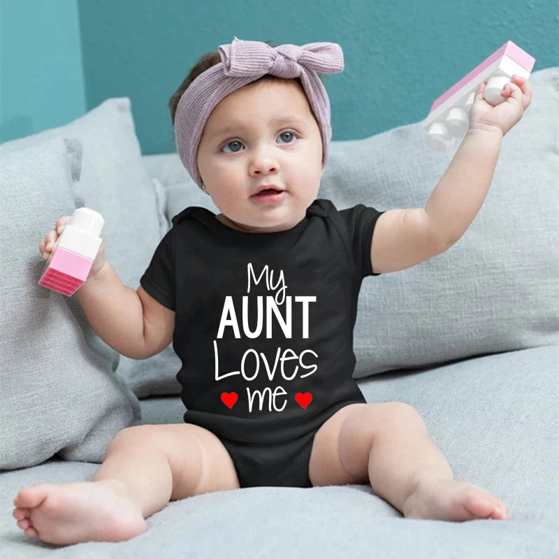 2022 My Aunt Loves Me Newborn Baby Bodysuits Cotton Short Sleeve Infant Rompers Body Baby Boys Girls Jumpsuits Ropa Clothes