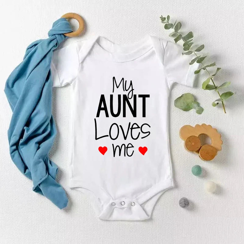 2022 My Aunt Loves Me Newborn Baby Bodysuits Cotton Short Sleeve Infant Rompers Body Baby Boys Girls Jumpsuits Ropa Clothes