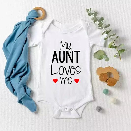 2022 My Aunt Loves Me Newborn Baby Bodysuits Cotton Short Sleeve Infant Rompers Body Baby Boys Girls Jumpsuits Ropa Clothes