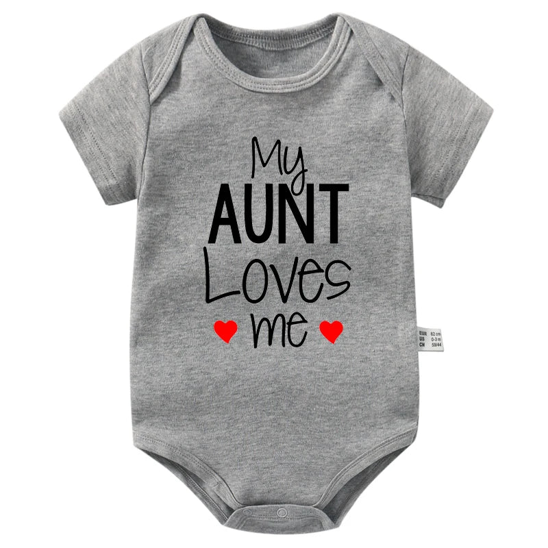 2022 My Aunt Loves Me Newborn Baby Bodysuits Cotton Short Sleeve Infant Rompers Body Baby Boys Girls Jumpsuits Ropa Clothes