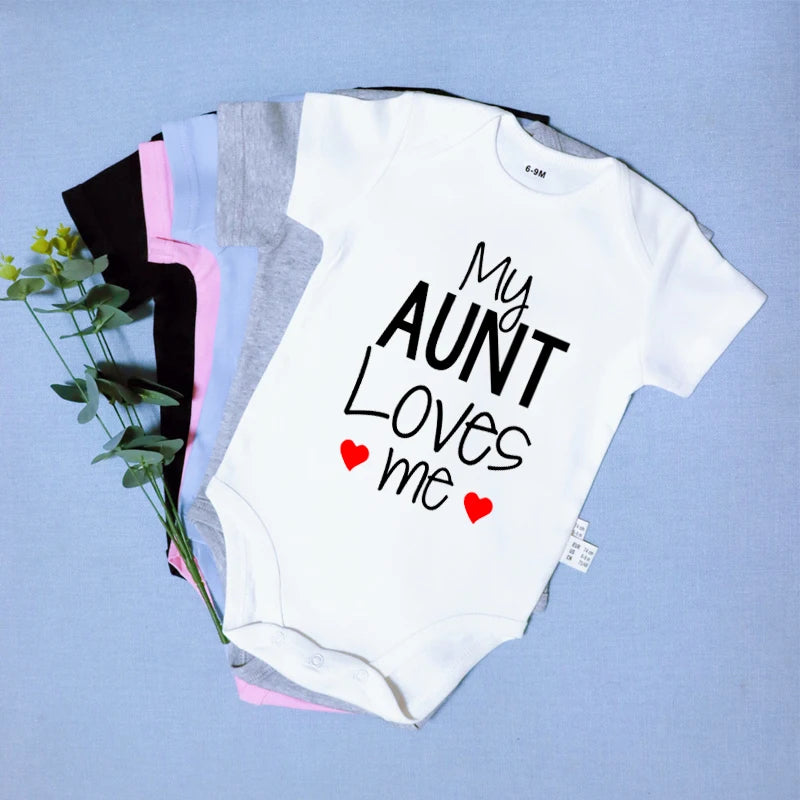 2022 My Aunt Loves Me Newborn Baby Bodysuits Cotton Short Sleeve Infant Rompers Body Baby Boys Girls Jumpsuits Ropa Clothes