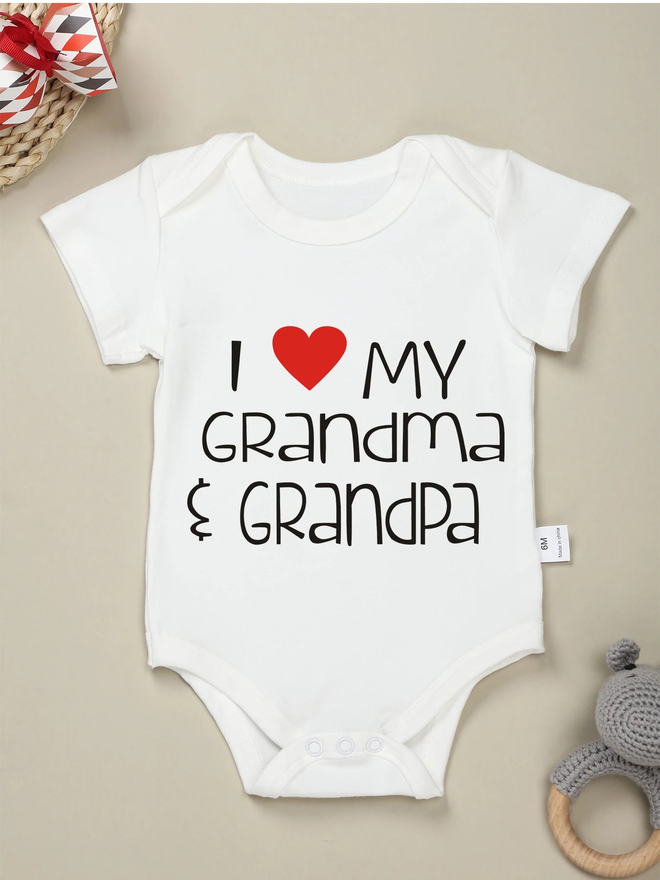 I Love My Grandma & Grandpa Prnit Cotton Baby Onesie Minimalist Letters Series Summer Comfy Y2K 0-24M Infant Jumpsuit Dropship