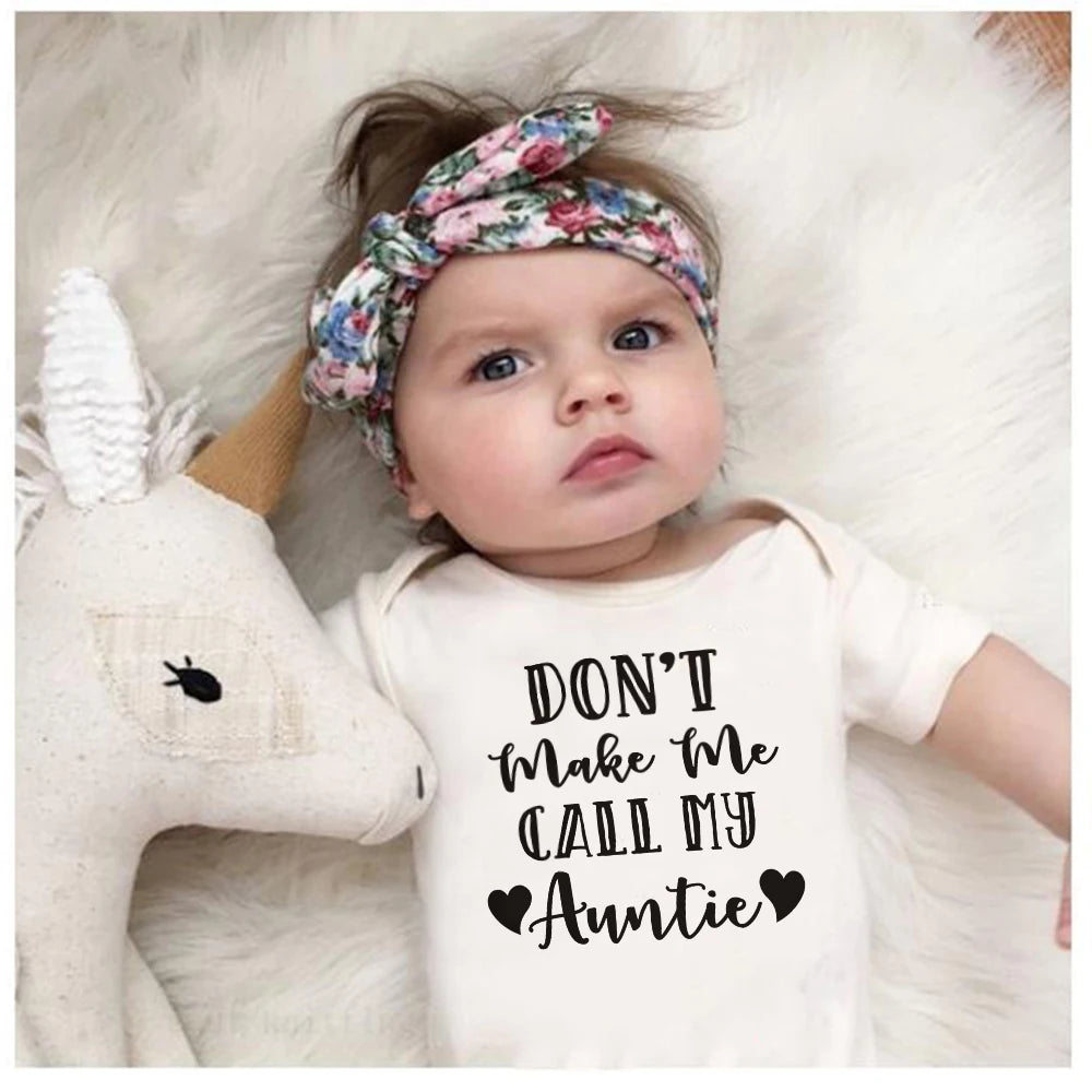 Toddler Jumpsuit My Aunt Says I&#39;m Perfect Letter PrintSummer White Newborn Bodysuits Funny Auntie Baby Clothes