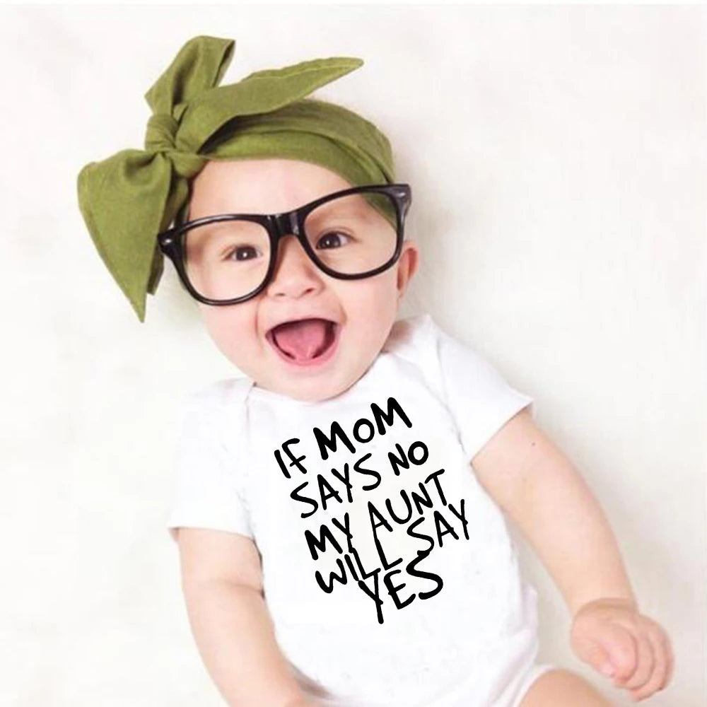 Toddler Jumpsuit My Aunt Says I&#39;m Perfect Letter PrintSummer White Newborn Bodysuits Funny Auntie Baby Clothes