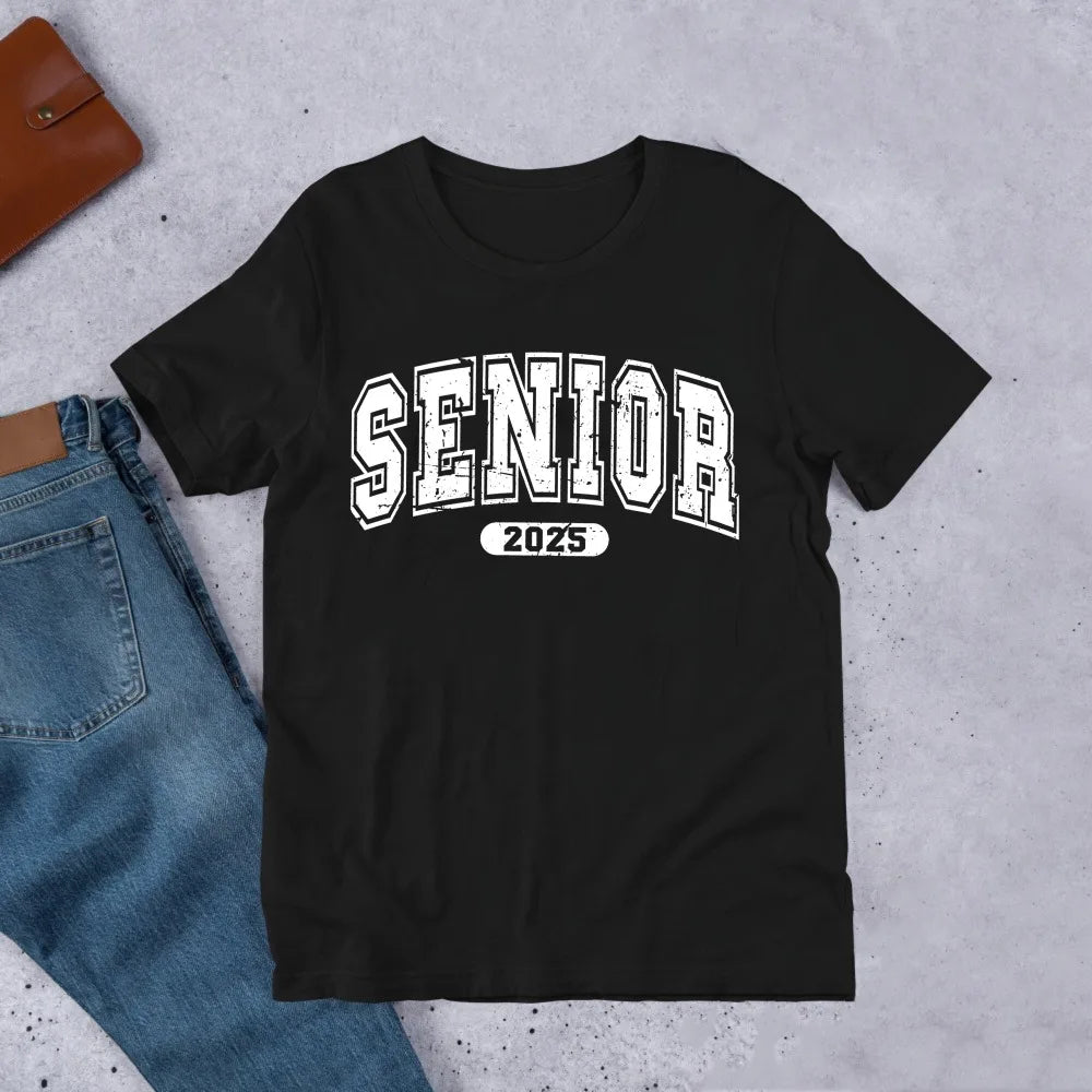 Senior 2025 Print Tee Shirt Short Sleeve Casual Tee Shirts Graduation Girls Boys Tshirt 2025 High School Student Shirt Clothes